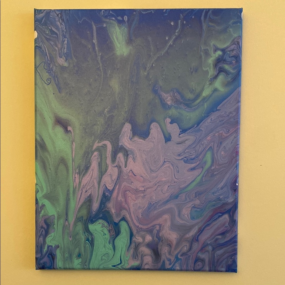 Abstract Blue and Green Canvas Art 11”x14”